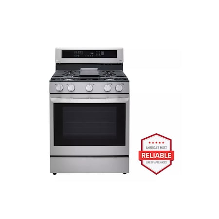 Lg LG 5.8 cu ft Smart Gas Convection Range with InstaView, Air Fry and Wi-Fi, Stainless Steel LRGL5825F